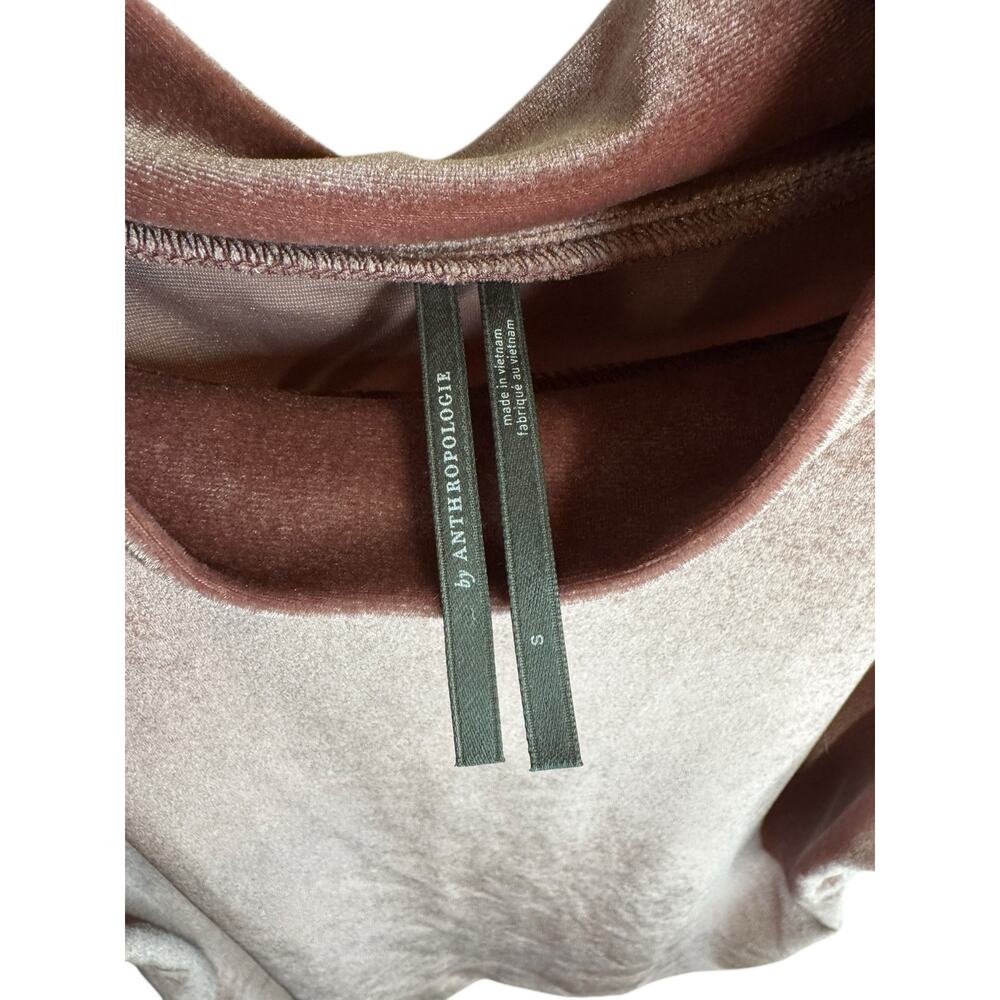 ANTHROPOLOGIE Krishna Crushed Velvet Mock Neck Top Dusty Rose Pink Size Small - Picture 3 of 9
